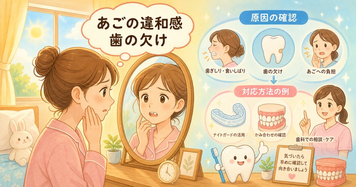 朝のあごの違和感や歯の欠けの原因は？受診目安と3つの治療法
