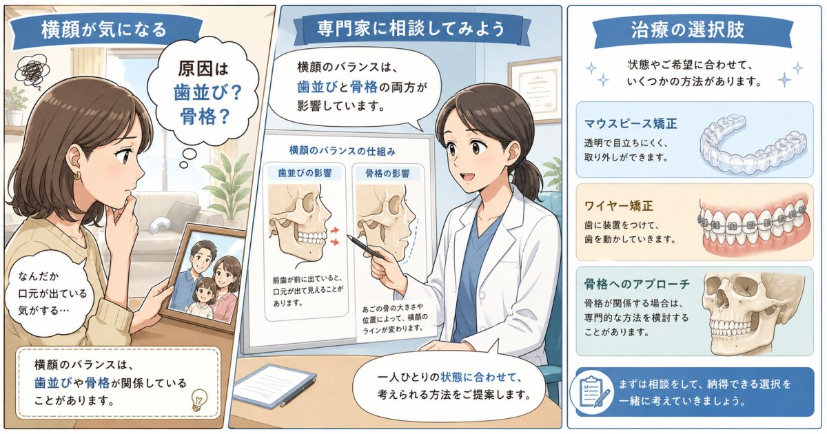 口元の突出感は矯正で変わる？骨格や歯並びの原因と治療法を解説